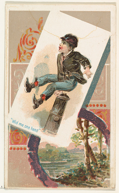 "Wid me one hand," from the Terrors of America set (N136) issued by Duke Sons & Co. to promote Honest Long Cut Tobacco