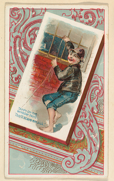 Tappy-on-the-Window-Pane, "This'll scare em sick," from the Terrors of America set (N136) issued by Duke Sons & Co. to promote Honest Long Cut Tobacco