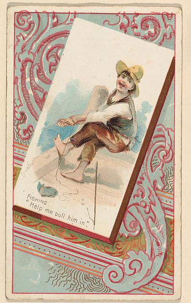 Fishing, "Help me pull him in," from the Terrors of America set (N136) issued by Duke Sons & Co. to promote Honest Long Cut Tobacco