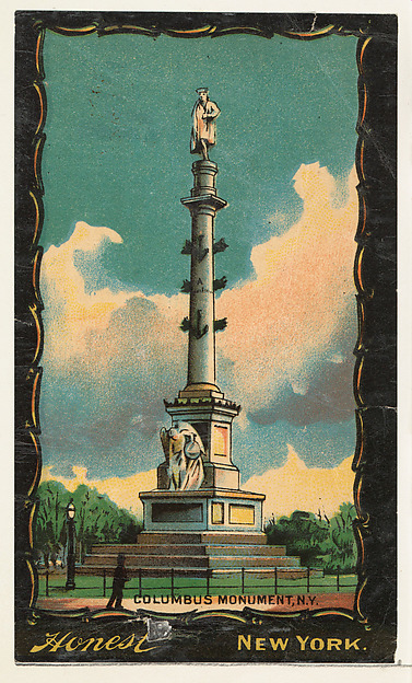 Columbus Monument, New York, from the Transparencies series (N137) issued by W. Duke, Sons & Co. to promote Honest Long Cut Tobacco