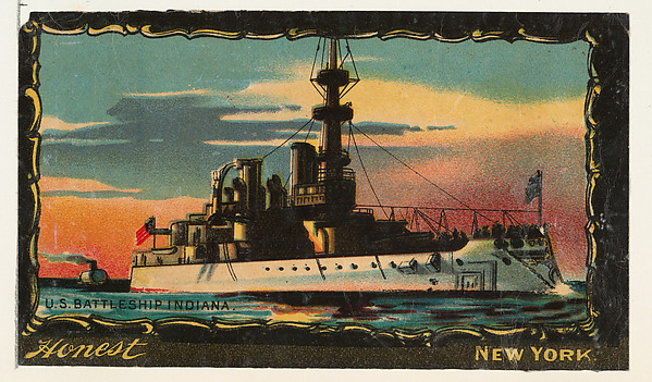 U.S. Battleship Indiana, from the Transparencies series (N137) issued by W. Duke, Sons & Co. to promote Honest Long Cut Tobacco