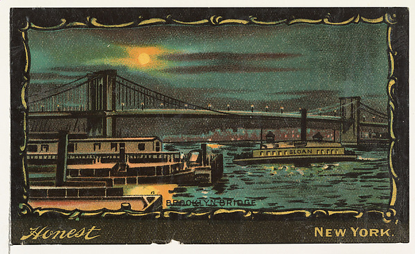 Brooklyn Bridge, from the Transparencies series (N137) issued by W. Duke, Sons & Co. to promote Honest Long Cut Tobacco