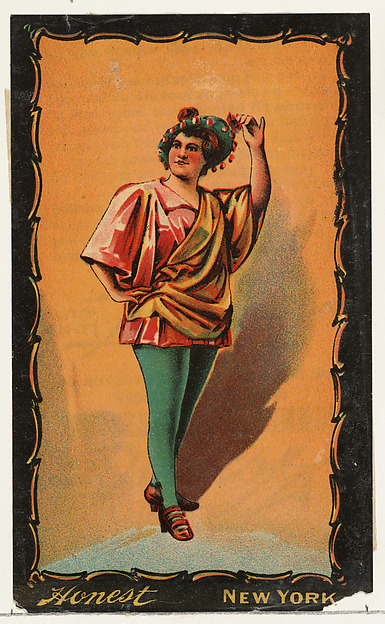 Actress standing with hand on hip, from the Transparencies series (N137) issued by W. Duke, Sons & Co. to promote Honest Long Cut Tobacco
