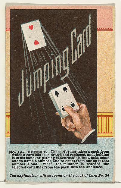 Number 14, Jumping Card, from the Tricks with Cards series (N138) issued by W. Duke, Sons & Co. to promote Honest Long Cut Tobacco