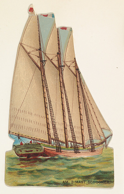 American Three-Mast Schooner, from the Types of Vessels series (N139) issued by Duke Sons & Co. to promote Honest Long Cut Tobacco