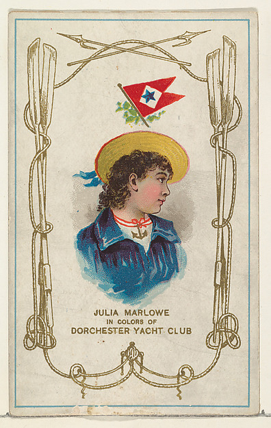 Julia Marlowe in Colors of Dorchester Yacht Club, from the Yacht Colors of the World series (N140) issued by Duke Sons & Co. to promote Honest Long Cut Tobacco by W. Duke, Sons & Co., The Metropolitan Museum of Art