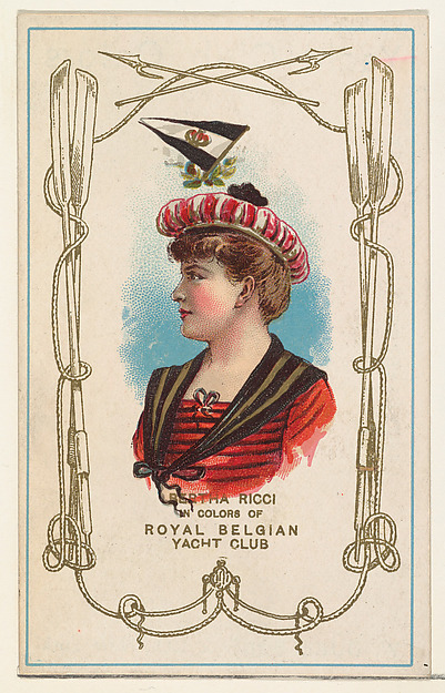 Bertha Ricci in Colors of Royal Belgian Yacht Club, from the Yacht Colors of the World series (N140) issued by Duke Sons & Co. to promote Honest Long Cut Tobacco by W. Duke, Sons & Co., The Metropolitan Museum of Art