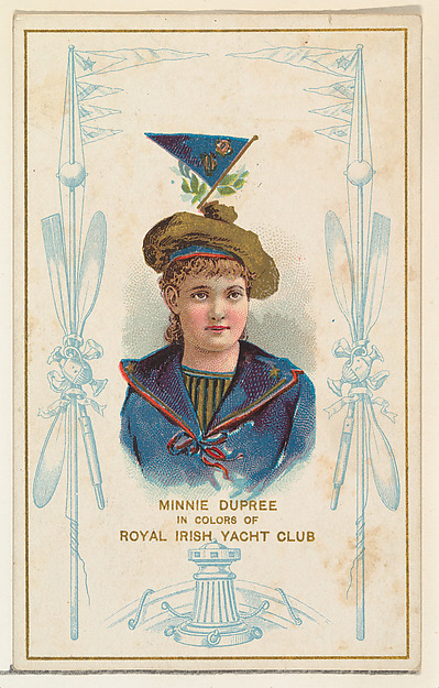 Minnie Dupree in Colors of Royal Irish Yacht Club, from the Yacht Colors of the World series (N140) issued by Duke Sons & Co. to promote Honest Long Cut Tobacco by W. Duke, Sons & Co., The Metropolitan Museum of Art