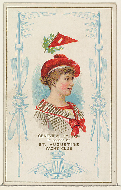 Genevieve Lytton in Colors of St. Augustine Yacht Club, from the Yacht Colors of the World series (N140) issued by Duke Sons & Co. to promote Honest Long Cut Tobacco by W. Duke, Sons & Co., The Metropolitan Museum of Art
