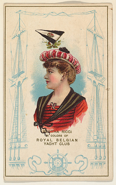 Bertha Ricci in Colors of Royal Belgian Yacht Club, from the Yacht Colors of the World series (N140) issued by Duke Sons & Co. to promote Honest Long Cut Tobacco
