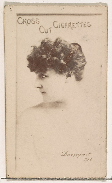 Card Number 210, Davenport, from the Actors and Actresses series (N145-1) issued by Duke Sons & Co. to promote Cross Cut Cigarettes