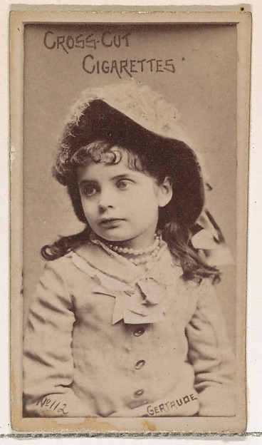 Card Number 112, Gertrude, from the Actors and Actresses series (N145-1) issued by Duke Sons & Co. to promote Cross Cut Cigarettes