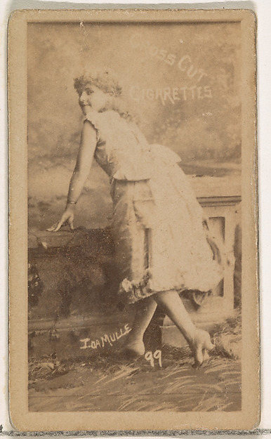 Card Number 99, Ida Mulle, from the Actors and Actresses series (N145-1) issued by Duke Sons & Co. to promote Cross Cut Cigarettes by W. Duke, Sons & Co., The Metropolitan Museum of Art