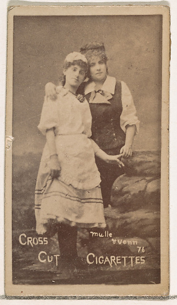 Card Number 76, Ida Mulle and Guenn (?), from the Actors and Actresses series (N145-1) issued by Duke Sons & Co. to promote Cross Cut Cigarettes