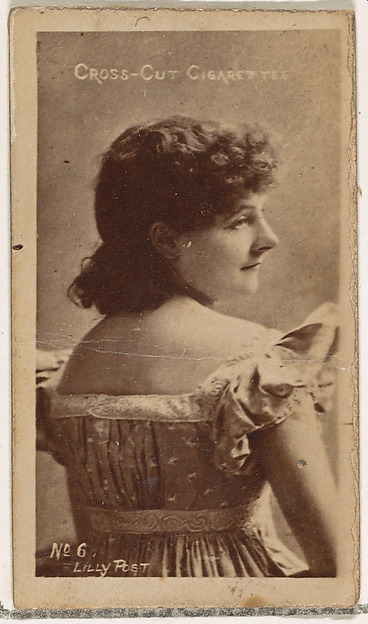Card Number 6, Lilly Post, from the Actors and Actresses series (N145-1) issued by Duke Sons & Co. to promote Cross Cut Cigarettes