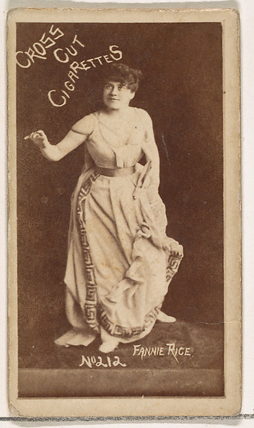 Card Number 212, Fanny Rice, from the Actors and Actresses series (N145-1) issued by Duke Sons & Co. to promote Cross Cut Cigarettes by W. Duke, Sons & Co., The Metropolitan Museum of Art