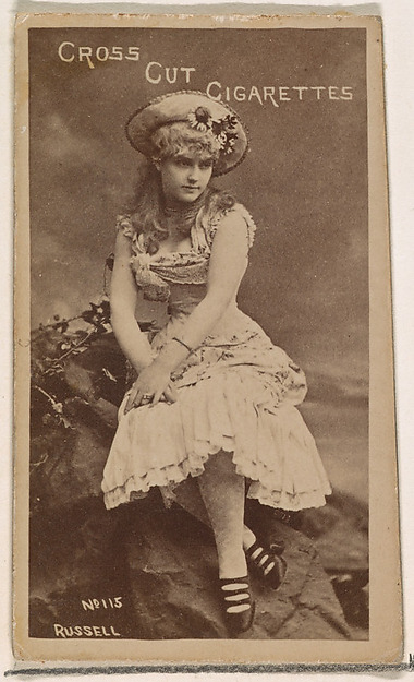 Card Number 115, Lillian Russell, from the Actors and Actresses series (N145-1) issued by Duke Sons & Co. to promote Cross Cut Cigarettes