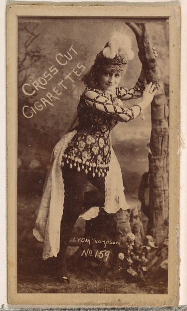 Card Number 159, Lydia Thompson, from the Actors and Actresses series (N145-1) issued by Duke Sons & Co. to promote Cross Cut Cigarettes by W. Duke, Sons & Co., The Metropolitan Museum of Art