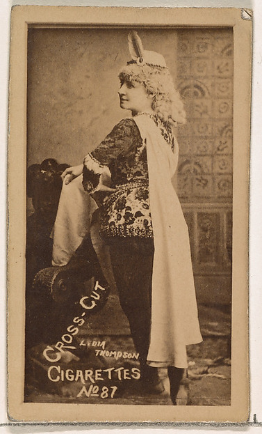 Card Number 87, Lydia Thompson, from the Actors and Actresses series (N145-1) issued by Duke Sons & Co. to promote Cross Cut Cigarettes by W. Duke, Sons & Co., The Metropolitan Museum of Art