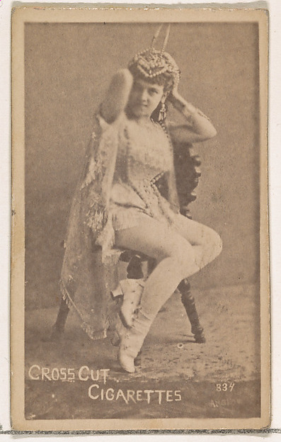 Card Number 334, from the Actors and Actresses series (N145-1) issued by Duke Sons & Co. to promote Cross Cut Cigarettes