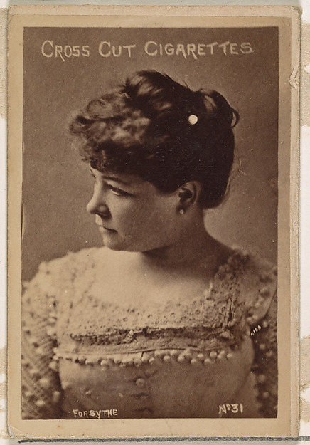 Card Number 31, Forsythe, from the Actors and Actresses series (N145-1) issued by Duke Sons & Co. to promote Cross Cut Cigarettes