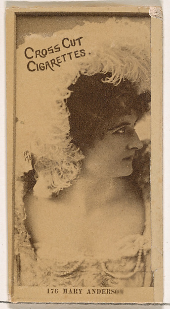 Card Number 176, Mary Anderson, from the Actors and Actresses series (N145-2) issued by Duke Sons & Co. to promote Cross Cut Cigarettes by W. Duke, Sons & Co., The Metropolitan Museum of Art