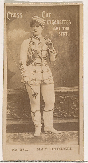Card Number 254, May Bardell, from the Actors and Actresses series (N145-2) issued by Duke Sons & Co. to promote Cross Cut Cigarettes