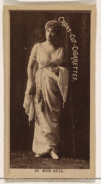 Card Number 38, Miss Bell, from the Actors and Actresses series (N145-2) issued by Duke Sons & Co. to promote Cross Cut Cigarettes