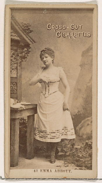Card Number 41, Emma Abbott, from the Actors and Actresses series (N145-2) issued by Duke Sons & Co. to promote Cross Cut Cigarettes