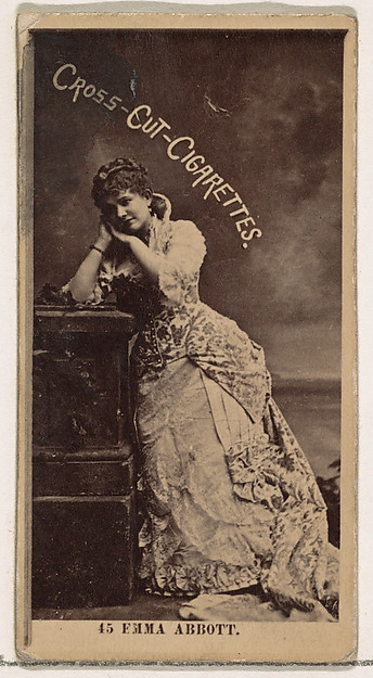 Card Number 45, Emma Abbott, from the Actors and Actresses series (N145-2) issued by Duke Sons & Co. to promote Cross Cut Cigarettes by W. Duke, Sons & Co., The Metropolitan Museum of Art