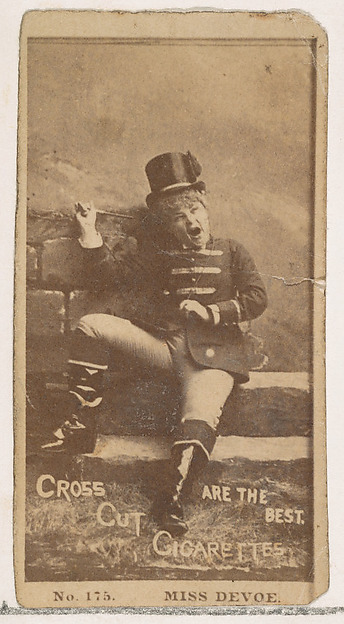 Card Number 175, Miss Devoe, from the Actors and Actresses series (N145-2) issued by Duke Sons & Co. to promote Cross Cut Cigarettes
