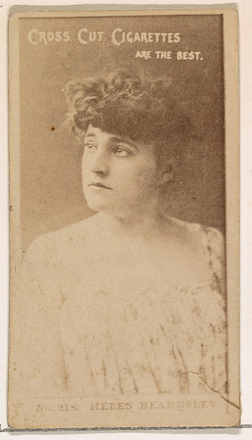 Card Number 218, Helen Beardsley, from the Actors and Actresses series (N145-2) issued by Duke Sons & Co. to promote Cross Cut Cigarettes