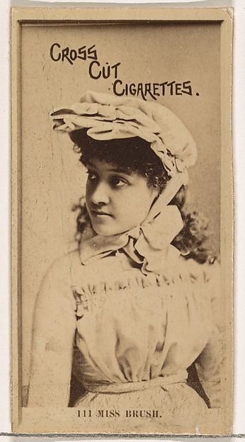 Card Number 111, Miss Brush, from the Actors and Actresses series (N145-2) issued by Duke Sons & Co. to promote Cross Cut Cigarettes