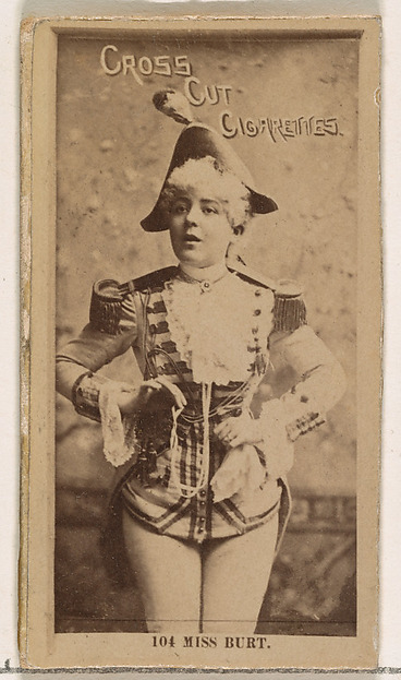 Card Number 104, Miss Burt, from the Actors and Actresses series (N145-2) issued by Duke Sons & Co. to promote Cross Cut Cigarettes