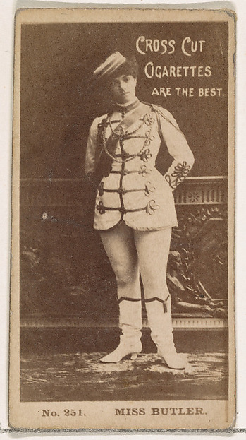Card Number 251, Miss Butler, from the Actors and Actresses series (N145-2) issued by Duke Sons & Co. to promote Cross Cut Cigarettes
