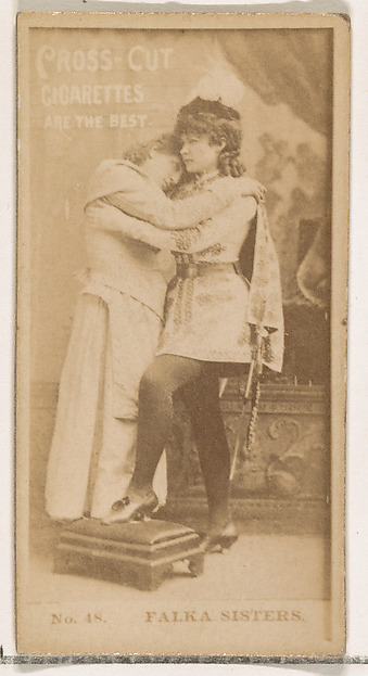 Card Number 48, Falka Sisters, from the Actors and Actresses series (N145-2) issued by Duke Sons & Co. to promote Cross Cut Cigarettes