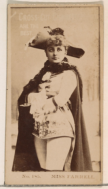 Card Number 185, Miss Farrell, from the Actors and Actresses series (N145-2) issued by Duke Sons & Co. to promote Cross Cut Cigarettes by W. Duke, Sons & Co., The Metropolitan Museum of Art