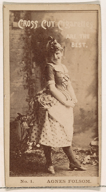 Card Number 1, Agnes Folsom, from the Actors and Actresses series (N145-2) issued by Duke Sons & Co. to promote Cross Cut Cigarettes by W. Duke, Sons & Co., The Metropolitan Museum of Art