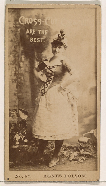 Card Number 87, Agnes Folsom, from the Actors and Actresses series (N145-2) issued by Duke Sons & Co. to promote Cross Cut Cigarettes by W. Duke, Sons & Co., The Metropolitan Museum of Art