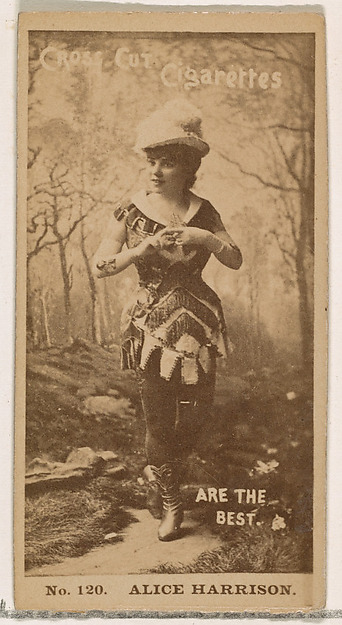 Card Number 120, Alice Harrison, from the Actors and Actresses series (N145-2) issued by Duke Sons & Co. to promote Cross Cut Cigarettes by W. Duke, Sons & Co., The Metropolitan Museum of Art