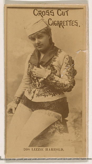 Card Number 208, Lizzie Harrold, from the Actors and Actresses series (N145-2) issued by Duke Sons & Co. to promote Cross Cut Cigarettes by W. Duke, Sons & Co., The Metropolitan Museum of Art