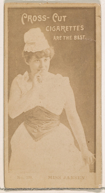 Card Number 39, Marie Jansen, from the Actors and Actresses series (N145-2) issued by Duke Sons & Co. to promote Cross Cut Cigarettes