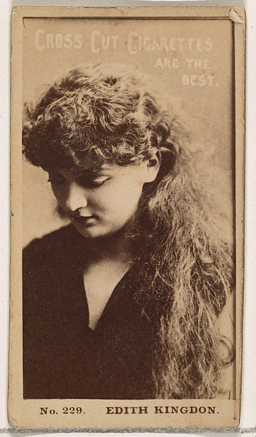 Card Number 229, Edith Kingdon, from the Actors and Actresses series (N145-2) issued by Duke Sons & Co. to promote Cross Cut Cigarettes