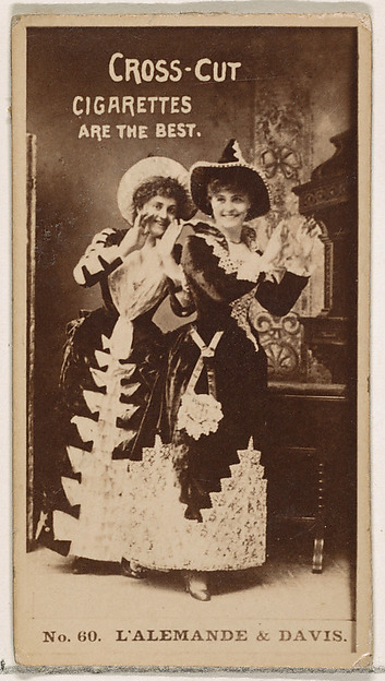 Card Number 60, L'Alemande and Davis, from the Actors and Actresses series (N145-2) issued by Duke Sons & Co. to promote Cross Cut Cigarettes
