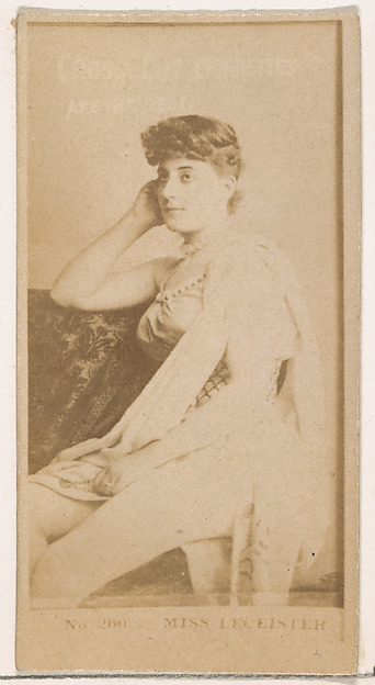 Card Number 200, Miss Leicester, from the Actors and Actresses series (N145-2) issued by Duke Sons & Co. to promote Cross Cut Cigarettes