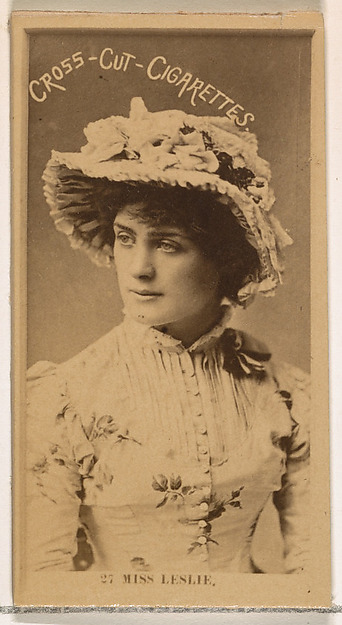 Card Number 27, Miss Leslie, from the Actors and Actresses series (N145-2) issued by Duke Sons & Co. to promote Cross Cut Cigarettes