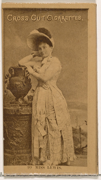 Card Number 99, Miss Lewis, from the Actors and Actresses series (N145-2) issued by Duke Sons & Co. to promote Cross Cut Cigarettes