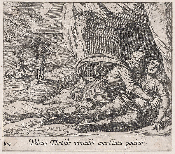 Plate 104: Peleus Embracing Thetis (Peleus Thetide vinculis coarctata potitur), from Ovid's 'Metamorphoses'