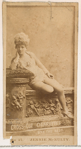Card Number 57, Jennie McNulty, from the Actors and Actresses series (N145-2) issued by Duke Sons & Co. to promote Cross Cut Cigarettes