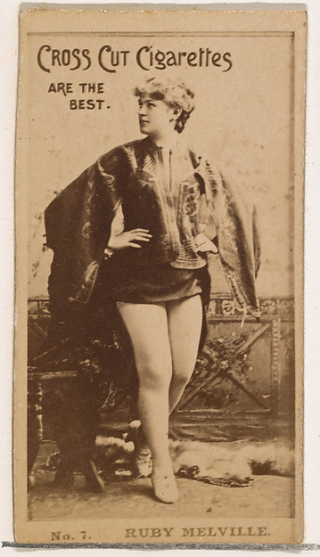 Card Number 7, Ruby Melville, from the Actors and Actresses series (N145-2) issued by Duke Sons & Co. to promote Cross Cut Cigarettes
